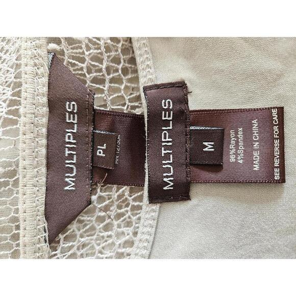 LOT Multiples Medium/P. Large tan open knit cover up & tank set. Tie front cardi - Picture 3 of 7